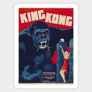 King Kong 1933 Vintage Danish Movie Poster Sticker